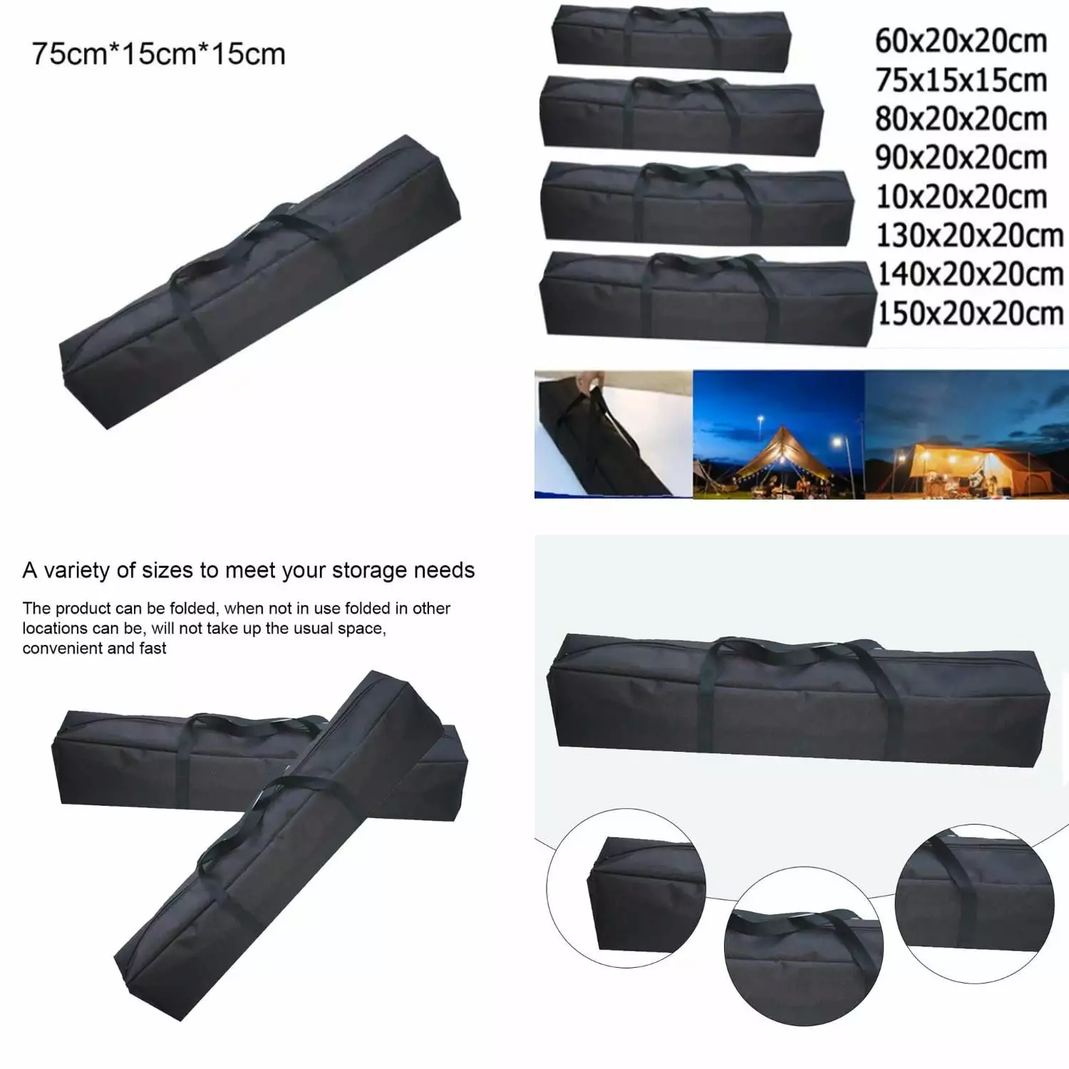 XTAIYIMAO Canvas Canopy Pole Camping Tent Swag Pouch Travel Picnic