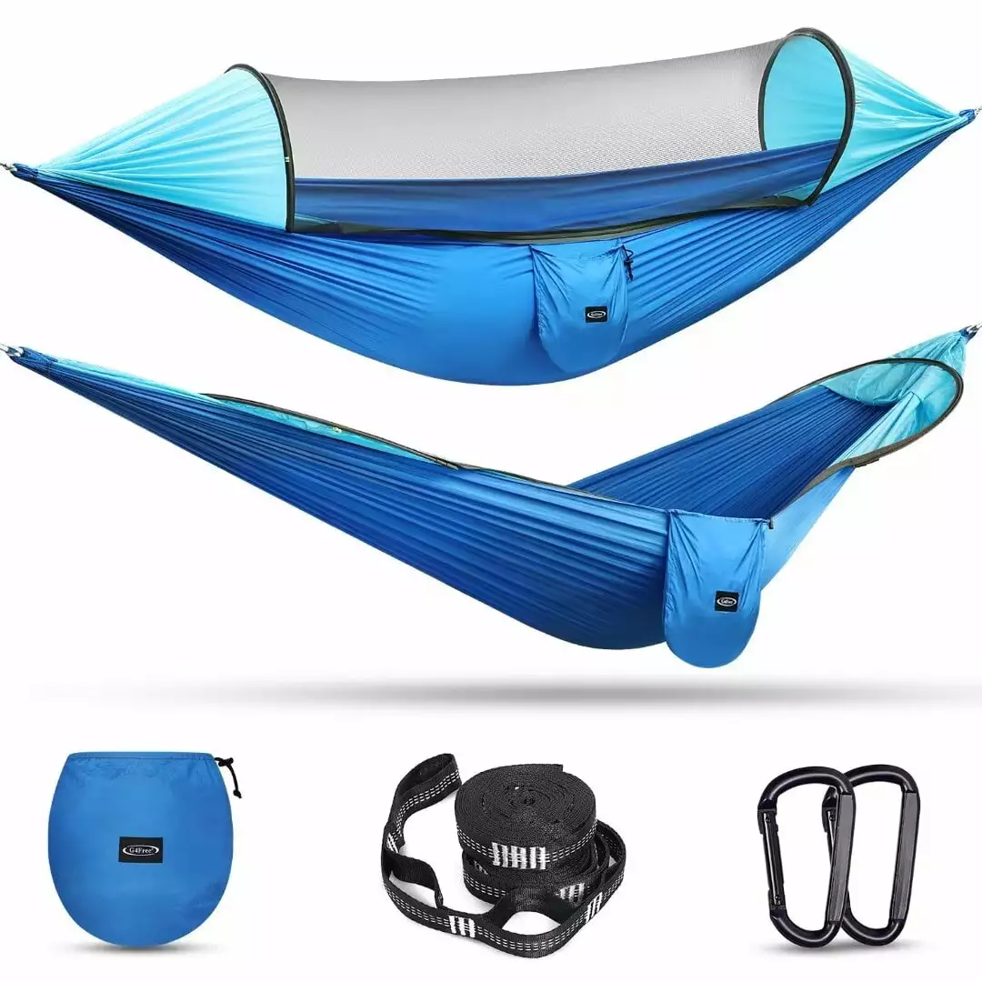 G4Free Large Camping Hammock Mosquito Net 2 Person Pop-up Parachute Lightweight Hanging Hammock