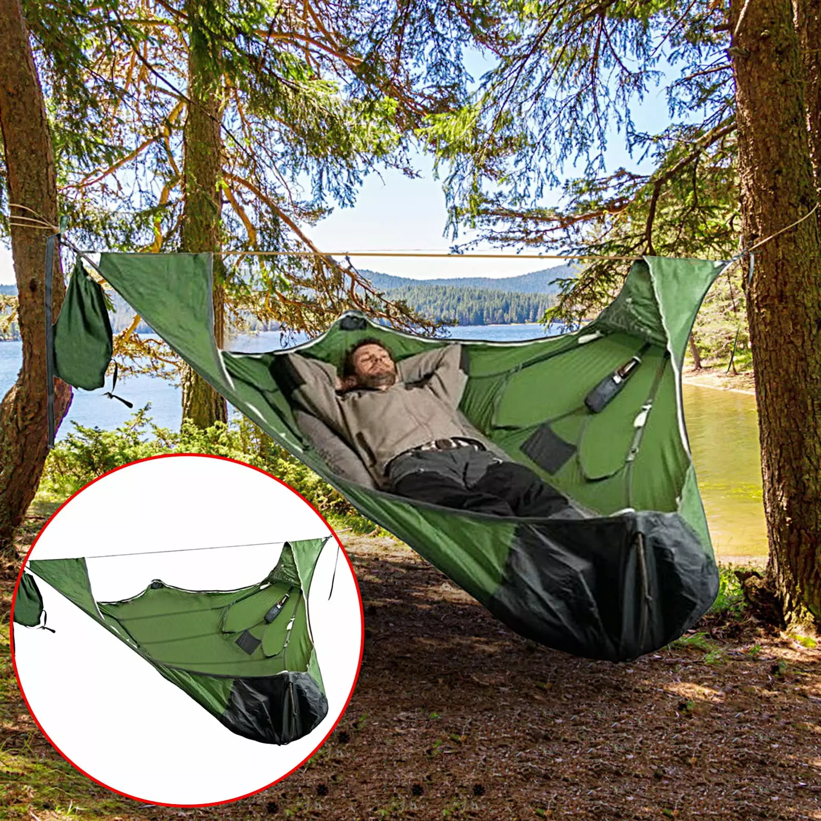 LeKY Anti-tear Anti-mosquito Camping Hammock Bed Net Portable Multi-person Hammock