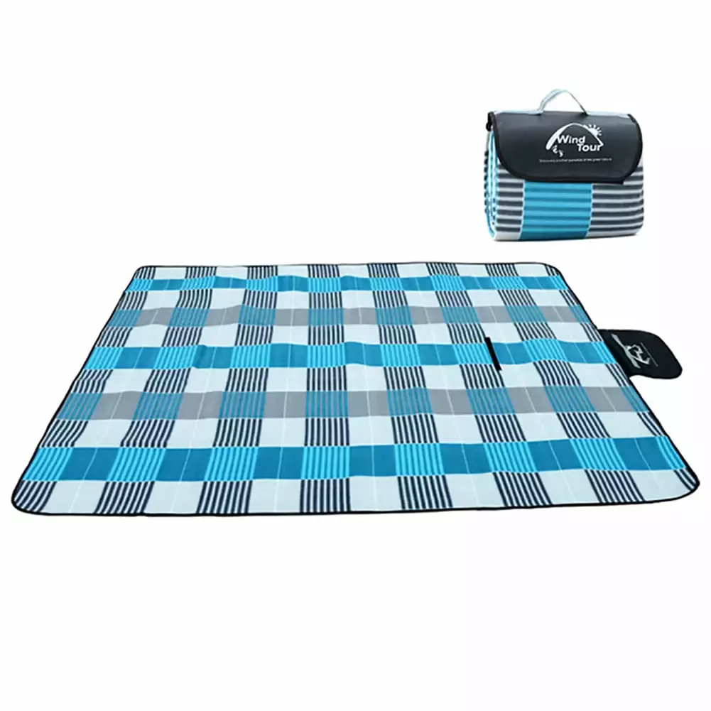 AQYK Striped Flower Grid Outdoor Camping Picnic Mat Beach Tent Pad Waterproof Blanket