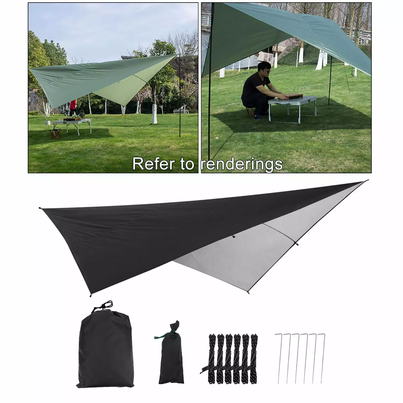 Portable Black Hammock Tent Tarp Windproof Camping and Picnic