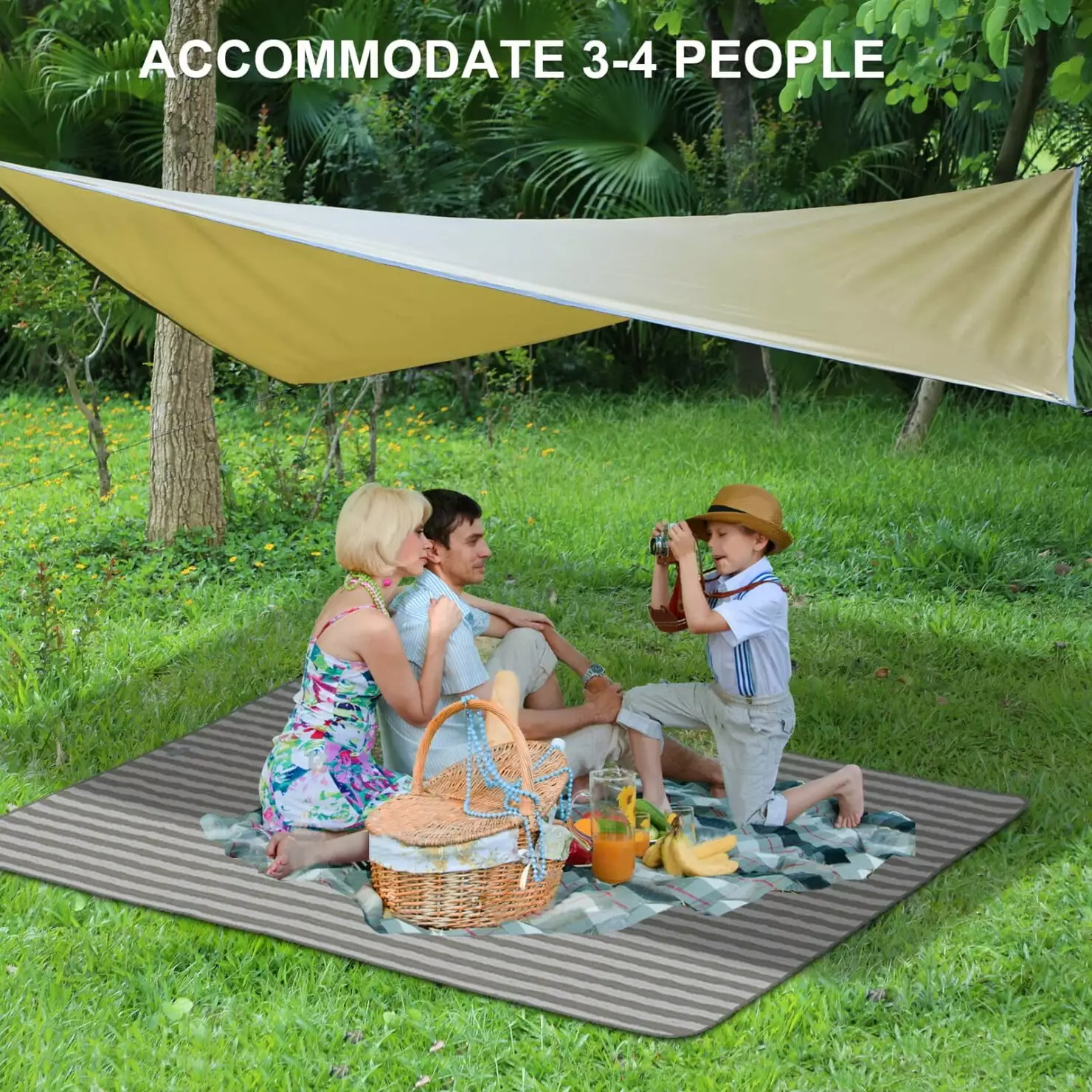 Portable Waterproof Camping Tarp 11.8 x 9.5 ft Lightweight Hammock Rain Fly UV Protection Emergency Shelter Outdoor 118