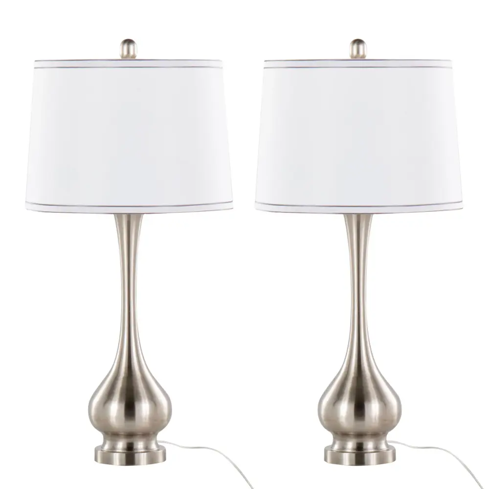 Cairo - Contemporary Table Lamp adjust 2) - Nickel / White / Silver Trim