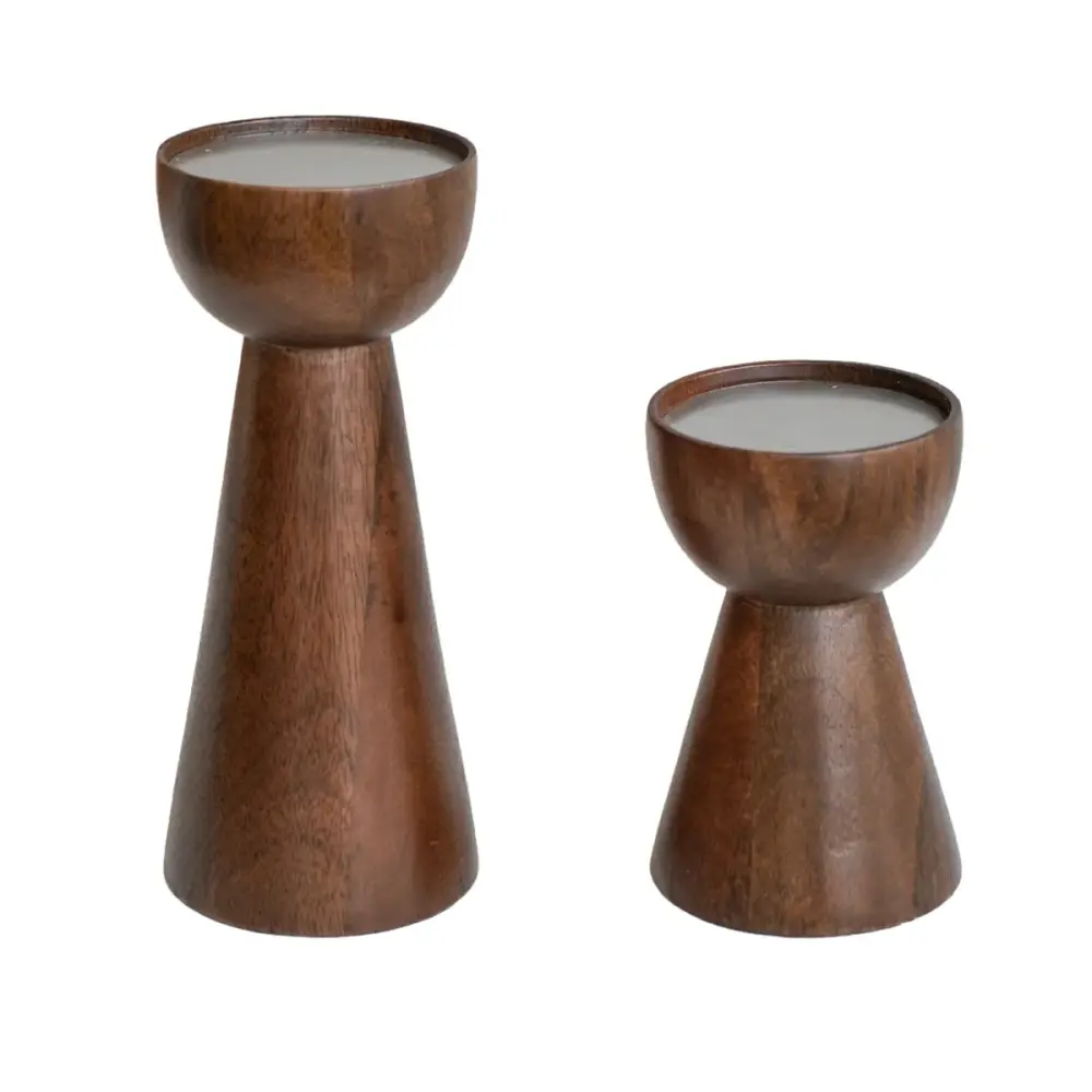 Harvey Set 2 Hardwood Candle Holders - Walnut (Soy Blend Wax)