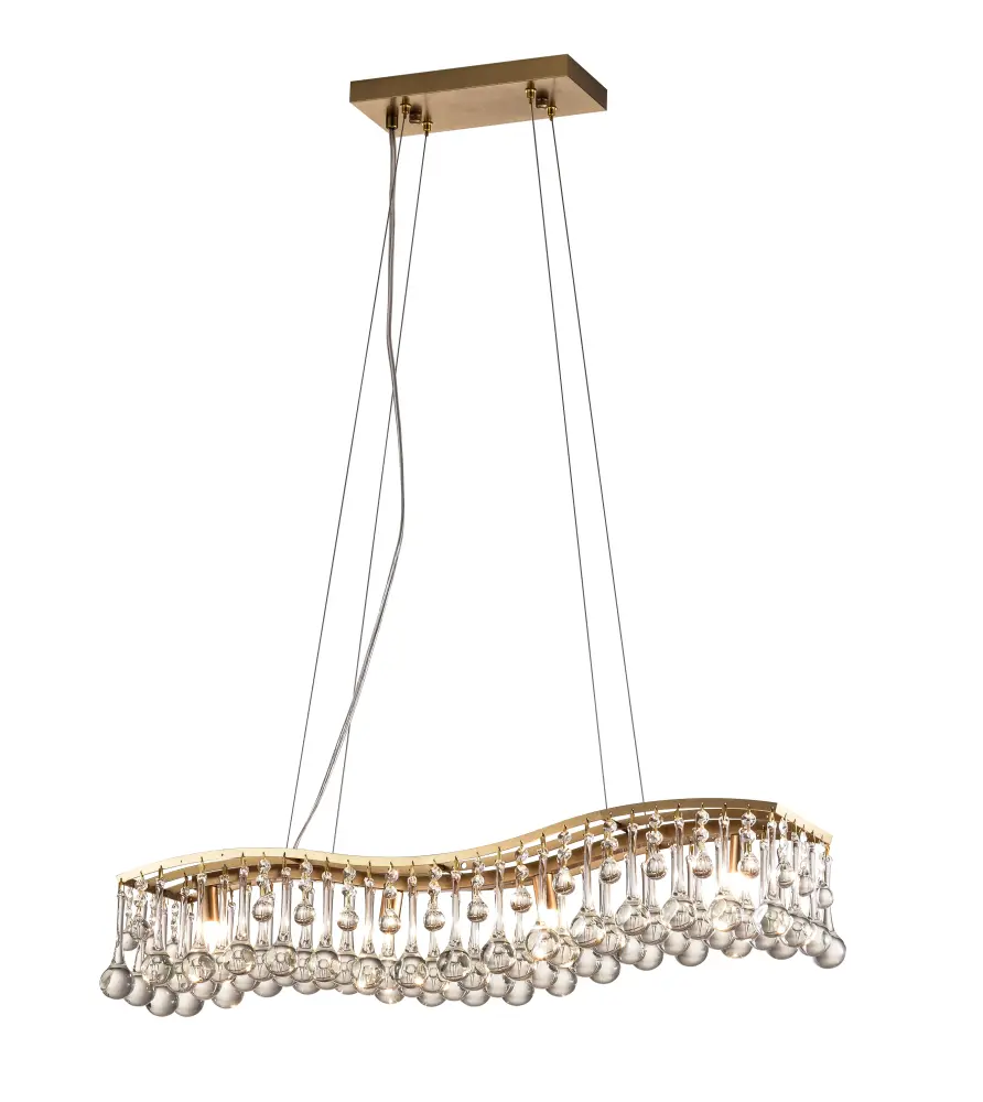 Maxax 4 - Buoyant Kitchen Island Square Chandelier Crystal, Gold finish #MX19110