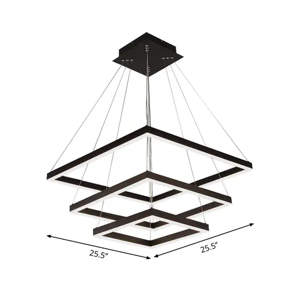 Square/Rectangular Perspex Chandelier Pendant Simple LED 3/5 Lights Brown Ceiling Lighting Fixture