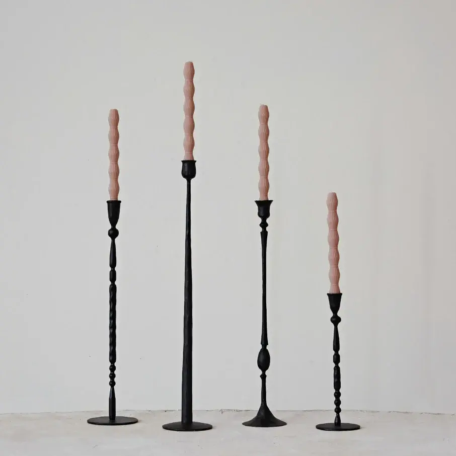 Hand-Forged Cast Iron Taper Holder, Ebony