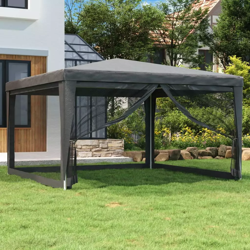 OWSOO Party Tent 13.1x13.1 Feet 4 Mesh Sidewalls Anthracite HDPE 13