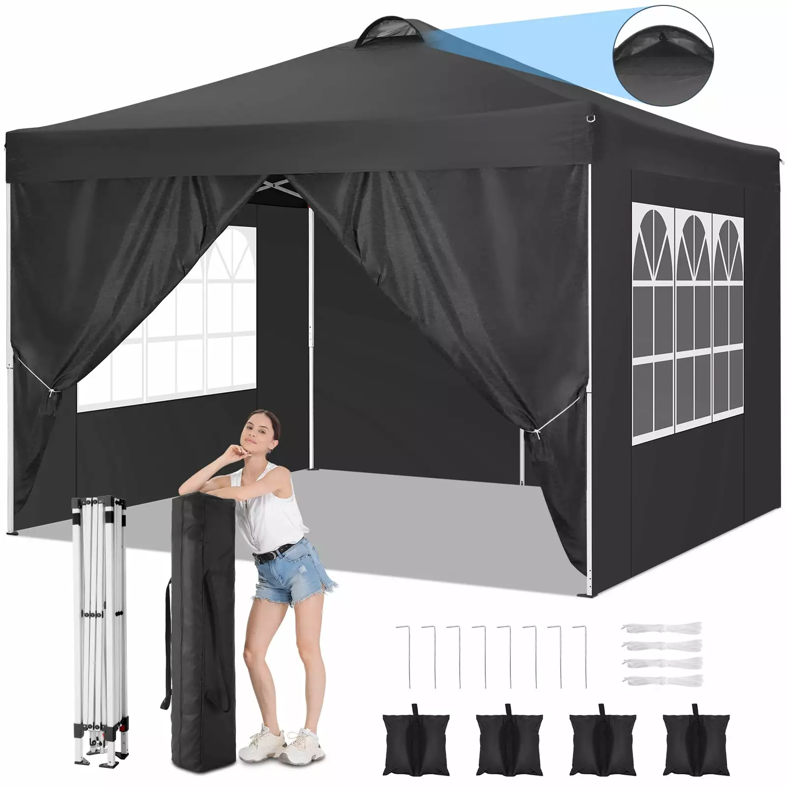SANOPY 10x10 EZ Pop Up Canopy Top Vent Waterproof Commercial Tent Weddings