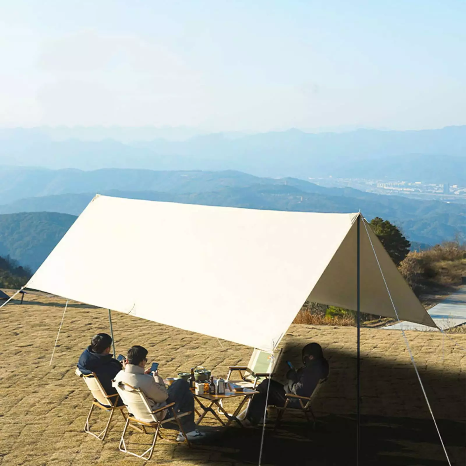 Camping Tarp Poles Portable Waterproof Tent Canopy Rain Shelter Outdoor Activities Extra Large Lightweight UV Resistant
