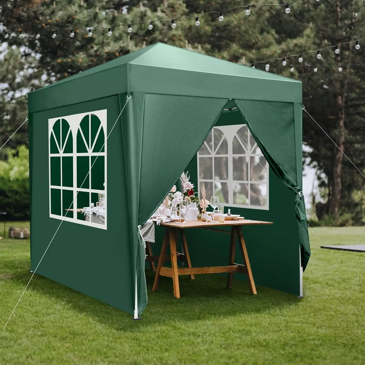 78.74 Outdoor Canopy Waterproof Right-Angle Folding Tent Two Doors Two Windows Removable Wall Cover