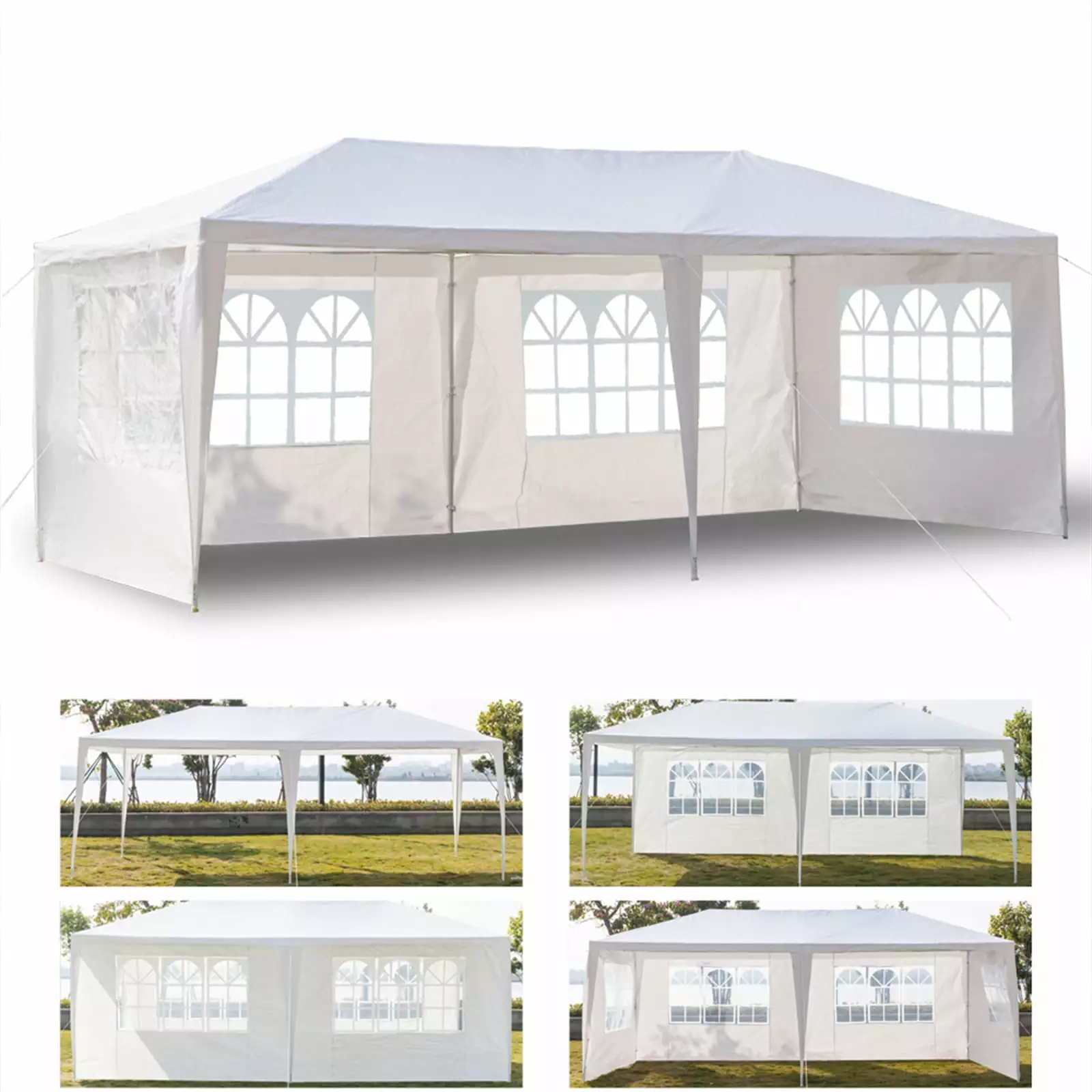 Mairbeon 3x6m Four Sides Waterproof Tent Spiral Tubes White