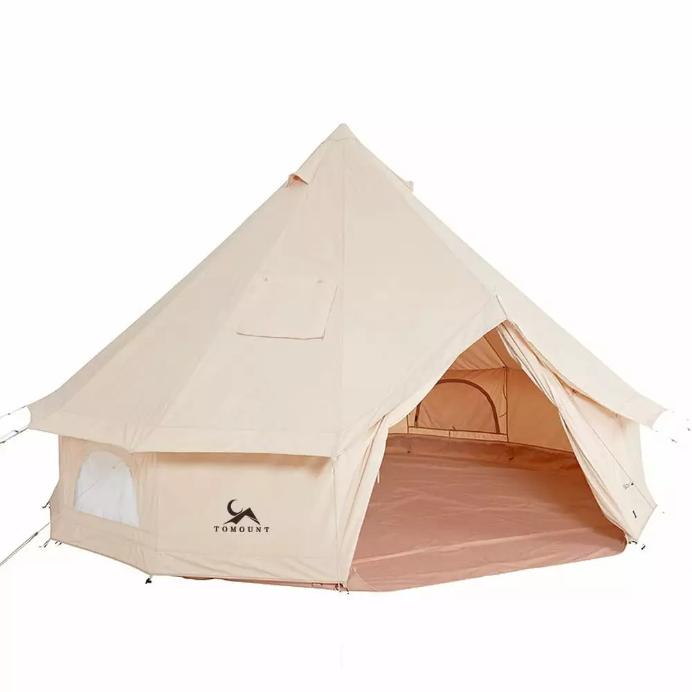 TOMOUNT Canvas Bell Tent Yurt Stove Jack Zipped Floor 10ft 3m Dia 38LBS Glamping 10ft10ft6
