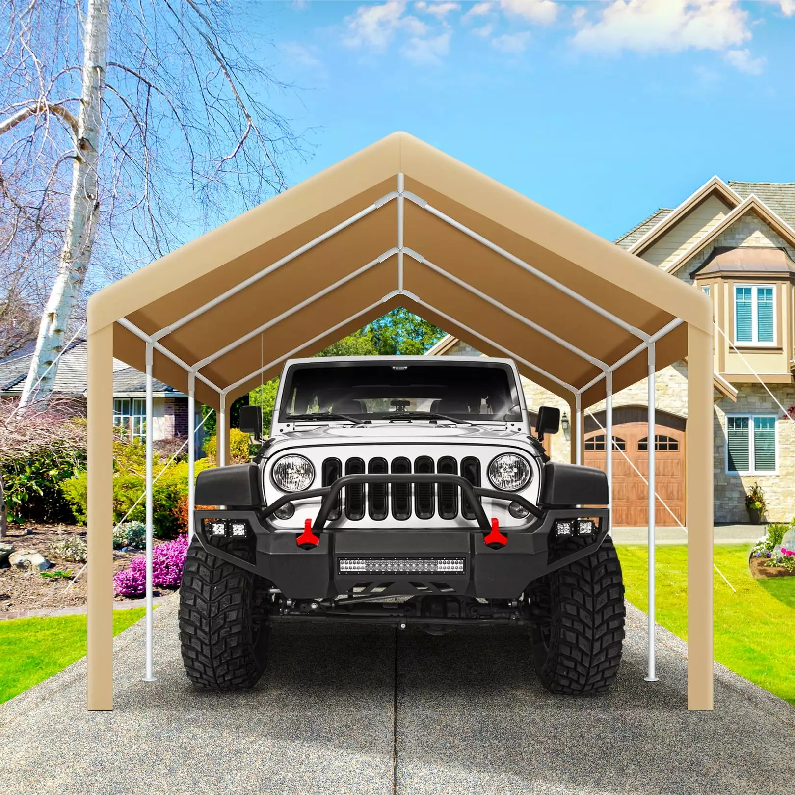 Hoteel 10x20 ft Heavy Duty Canopy Portable Garage Polyester Top Outdoor Storage