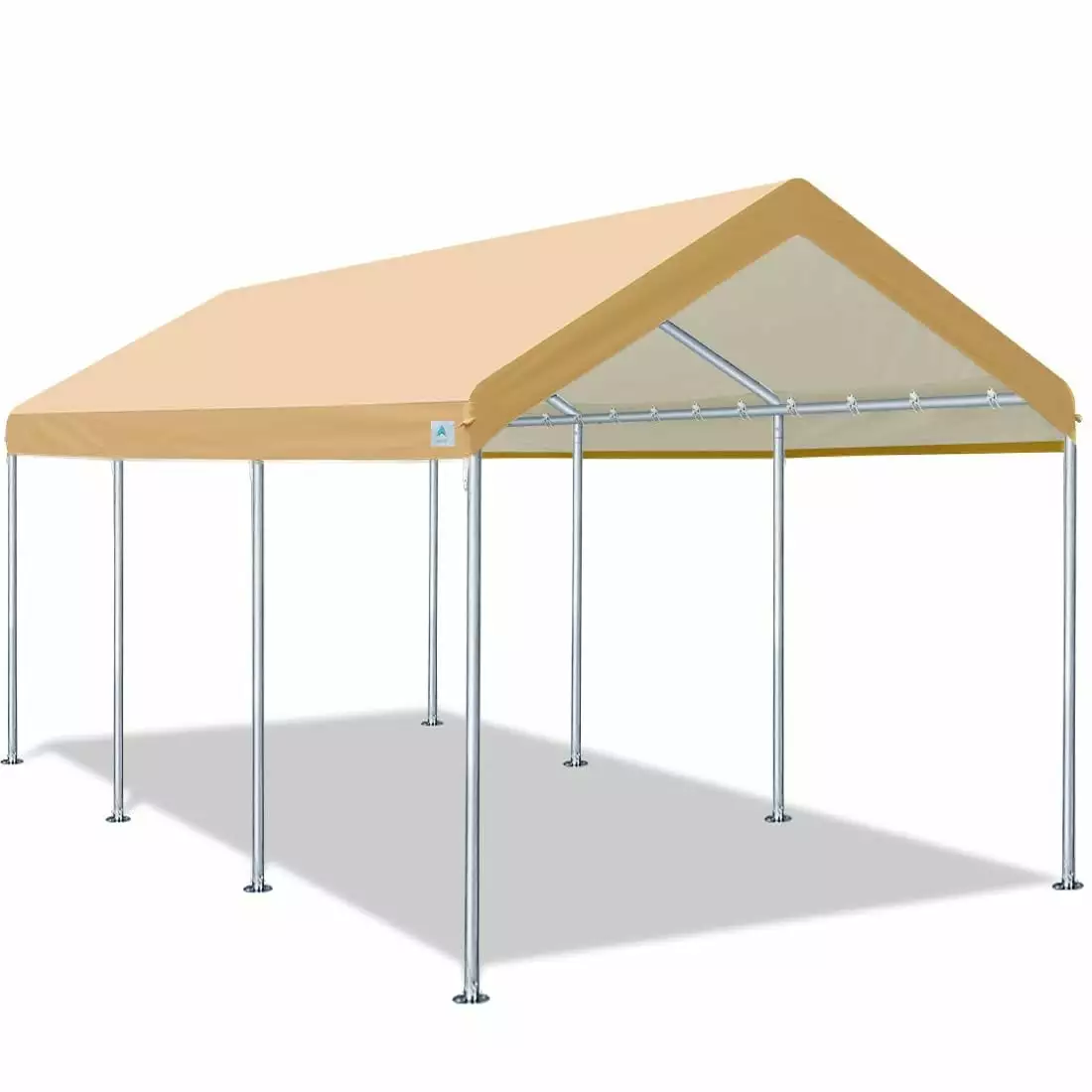 ADVANCE OUTDOOR 10x20 Heavy Duty Carport, Adjustable Height from 9.5 ft to 11 ft, Beige