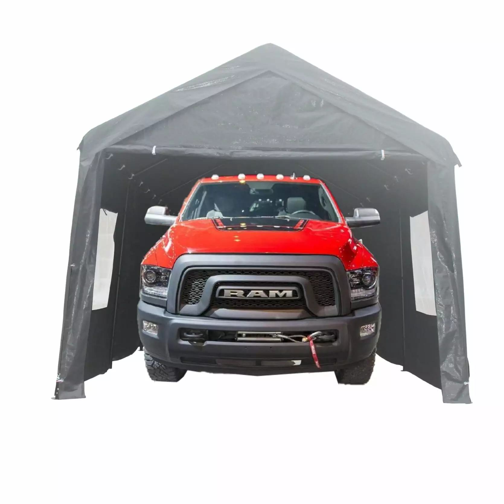10x20FT Heavy Duty Carport Canopy Roll-up Doors Waterproof UV Resistant Grey 10