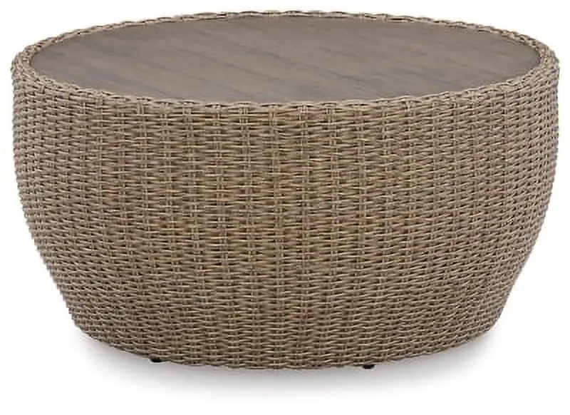 Signature Design Ashley Casual Danson Outdoor Coffee Table Beige Weather-Resistant