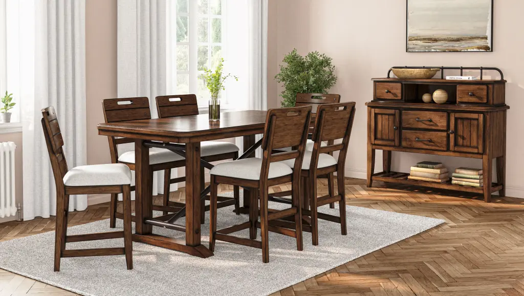 Casual Counter Stool Brown Finish Contrasting Upholstered Seat Set 2 ihomefurnishings