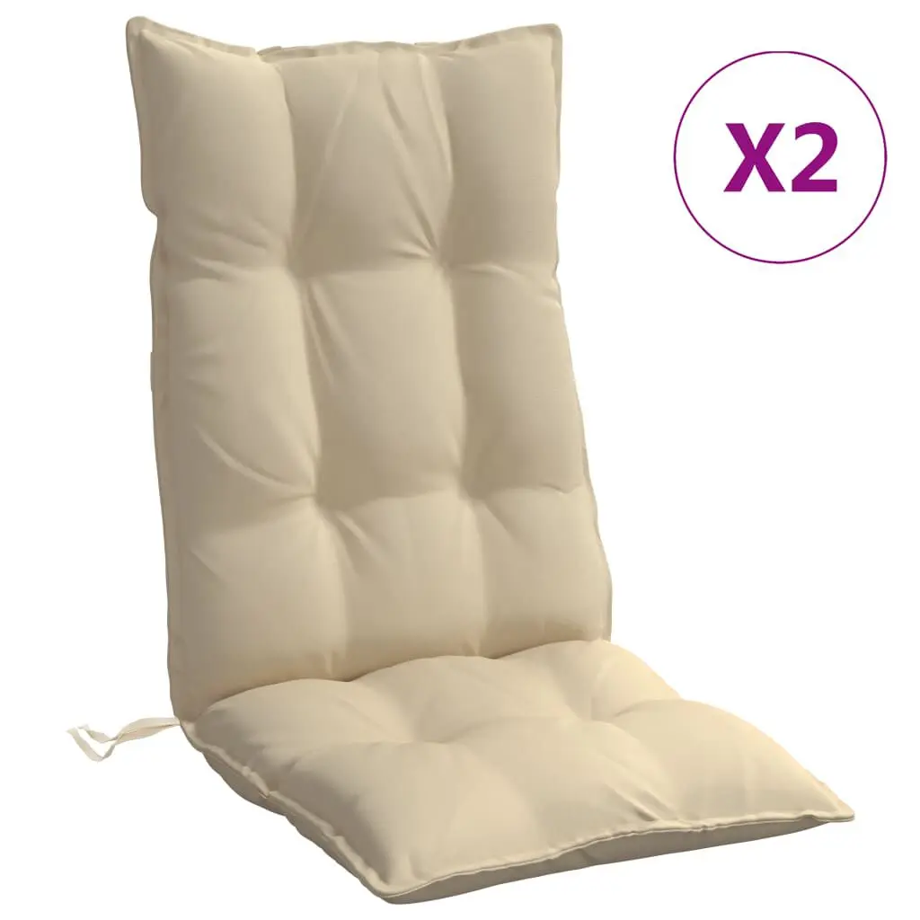 High Support Chair Cushions 2 Piece Beige Oxford Fabric Replacement Pads
