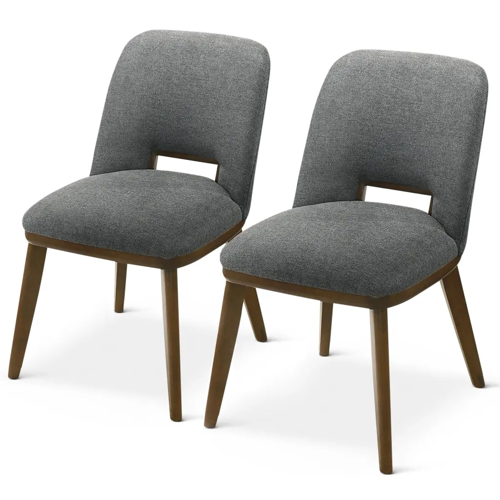 Blake Dark Grey Material Dining Chair Set 2 Solid Brown ashcroft furniture