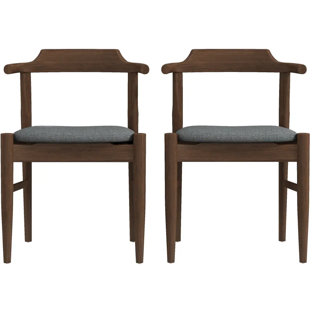 Daisy Gray Material Dining Chair Set 2 Solid Brown Gray Brown Kitchen Seating ashcroft furniture