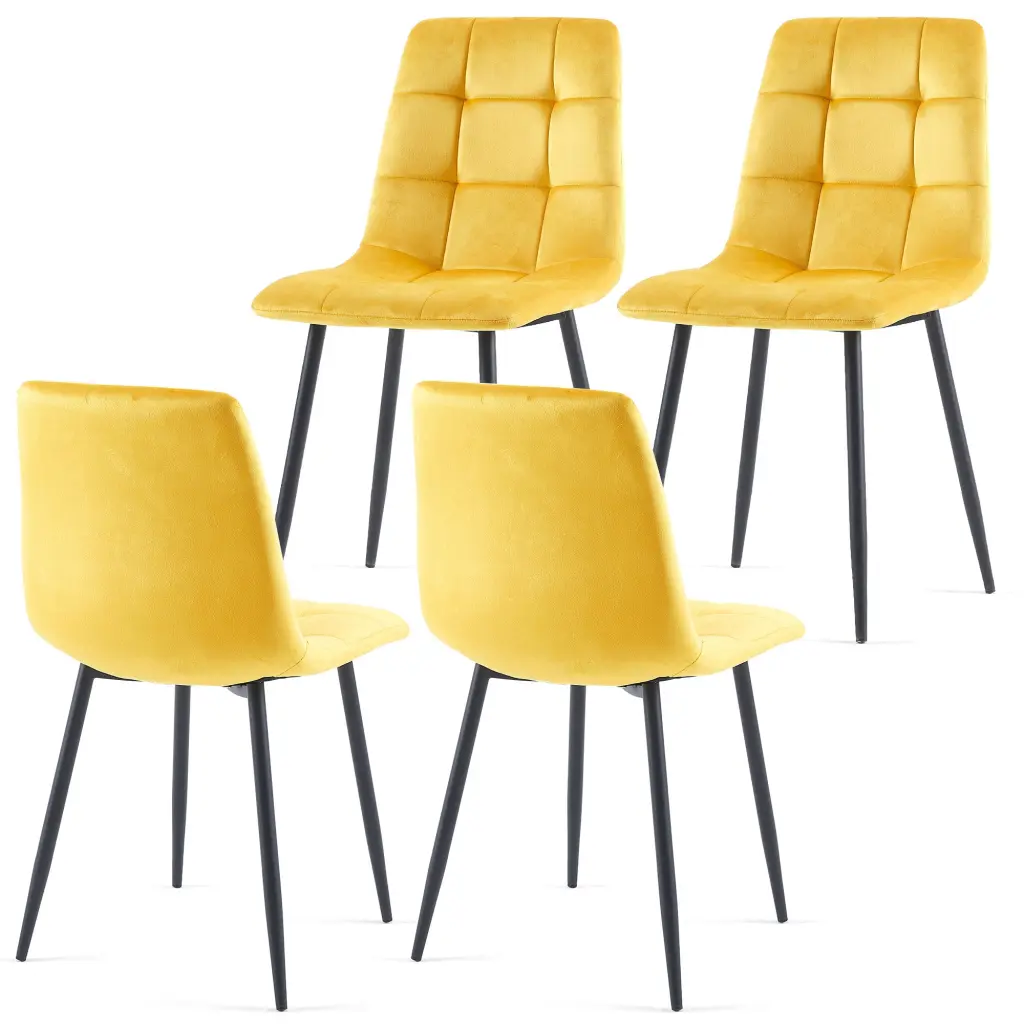 Yellow Velvet Dining Chairs Modern Kitchen Dining Room Chairs Set 4 bn smart home w1164