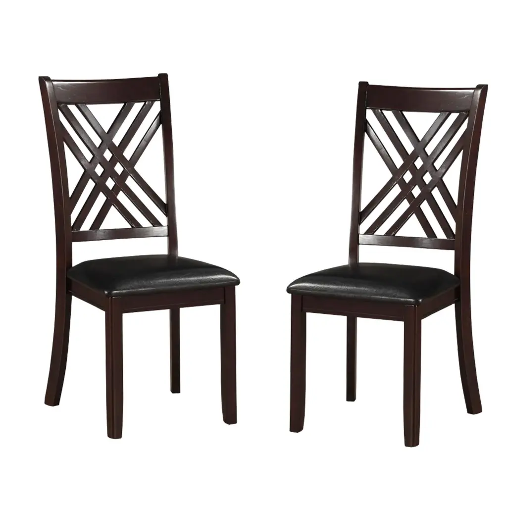 Dining Chair Vegan Faux Hide Cross Lattice Set 2 Black Modern Chairs royal hampton