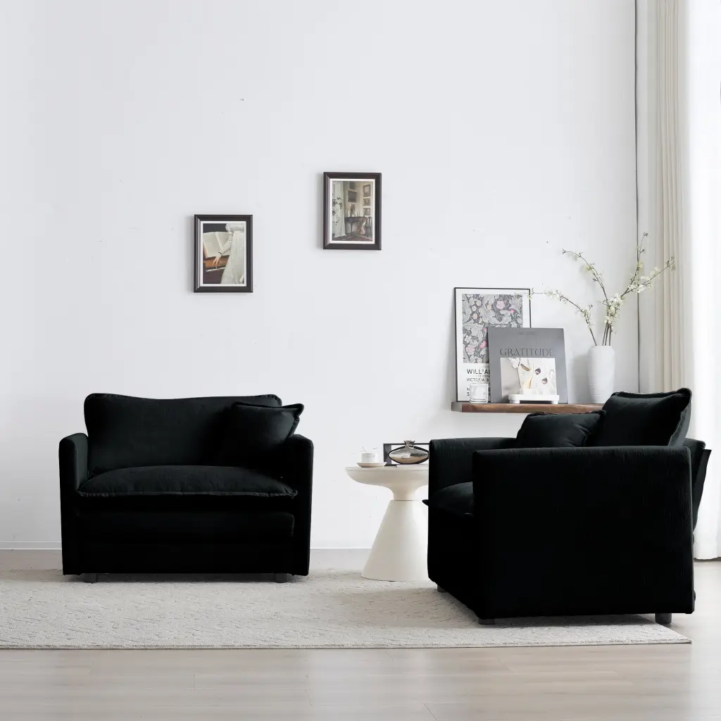 Accent Chair Set 2 High End Chenille Upholstered Armchairs Living Room ui furniture