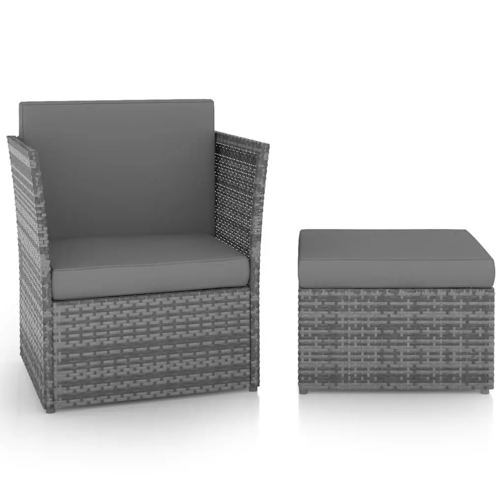 Patio Chair Stool Poly Rattan Anthracite Outdoor Lounge Furniture