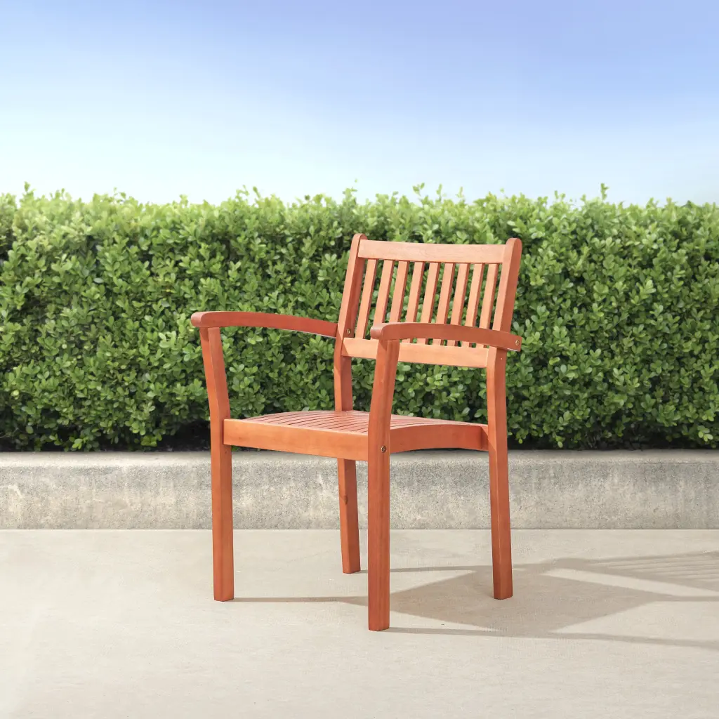 Caladesi Reddish Brown Wood Coastal Stackable Patio Armchair Set 2 sol