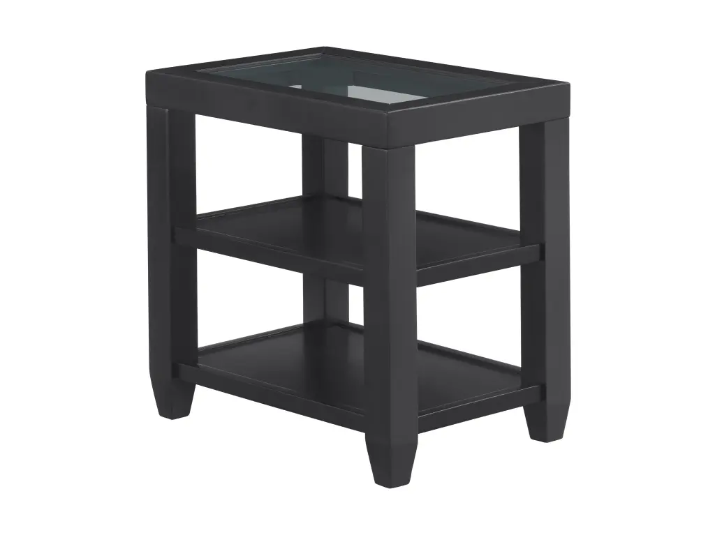 Cordero Contemporary Glass Top Chairside Table Shelf Black Martin Svensson Home