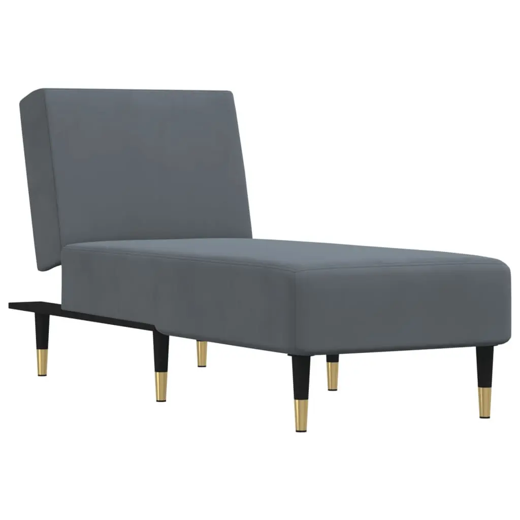 Chaise Longue Dark Gray Velvet Lounge Chair Living Room