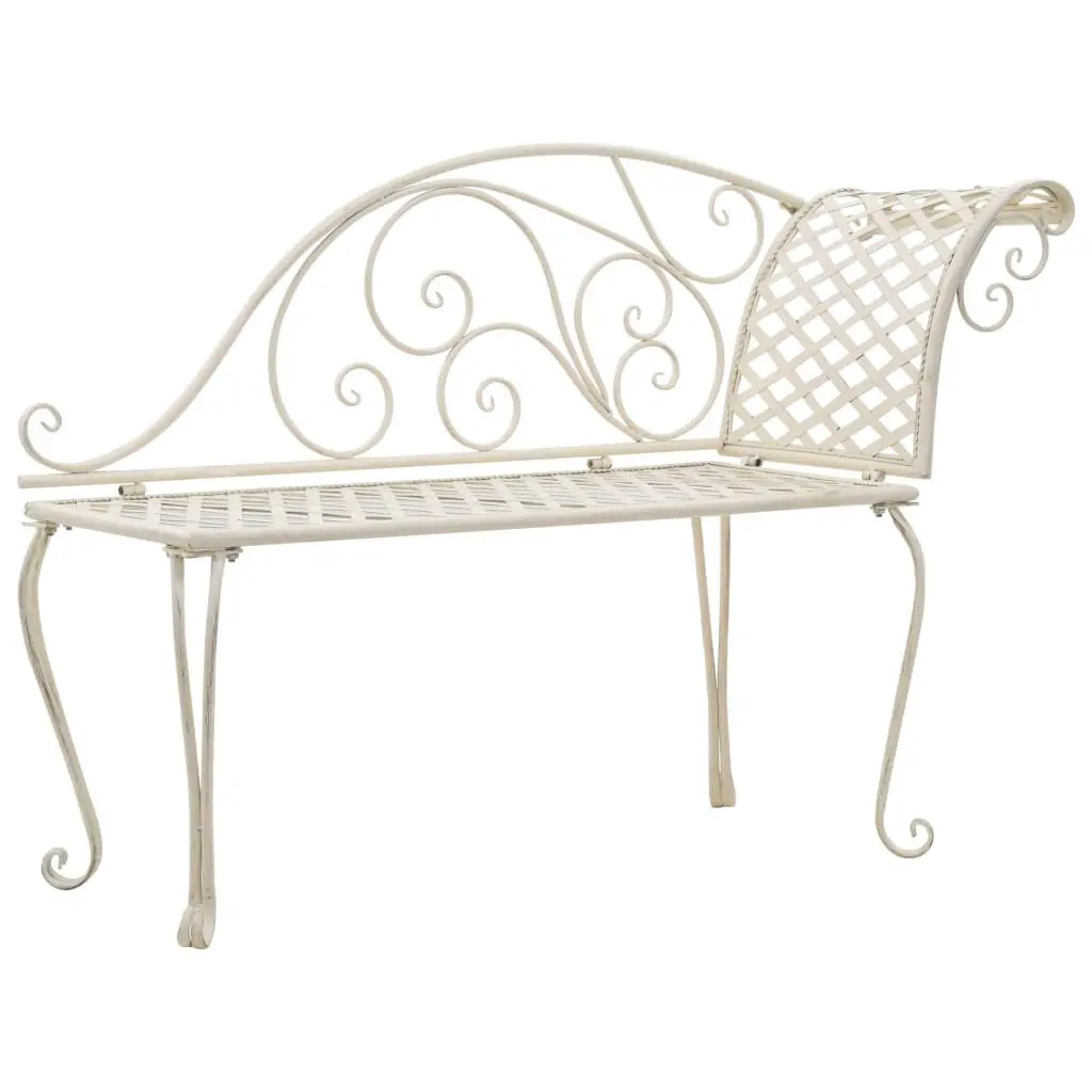 50.4 Inch Antique White Metal Patio Chaise Lounge Outdoor Furniture
