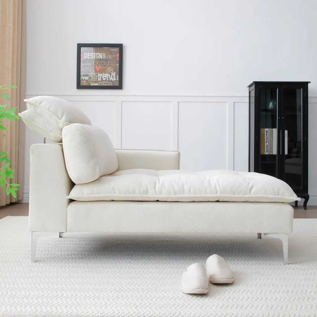 55 Inches Chaise Lounge Indoor Upholstered Home Decor Lounge Chair Left Facing Chaise aijiafurniture
