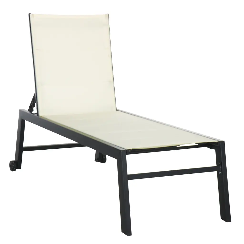 Outdoor Chaise Lounge Wheels Five Position Recliner Sunbathing aosom business