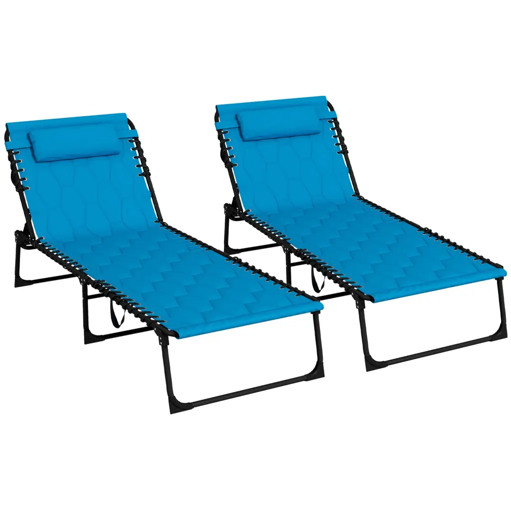Outsunny Folding Chaise Lounge Set 5 Level Reclining Back Outdoor Patio Furniture aosom business