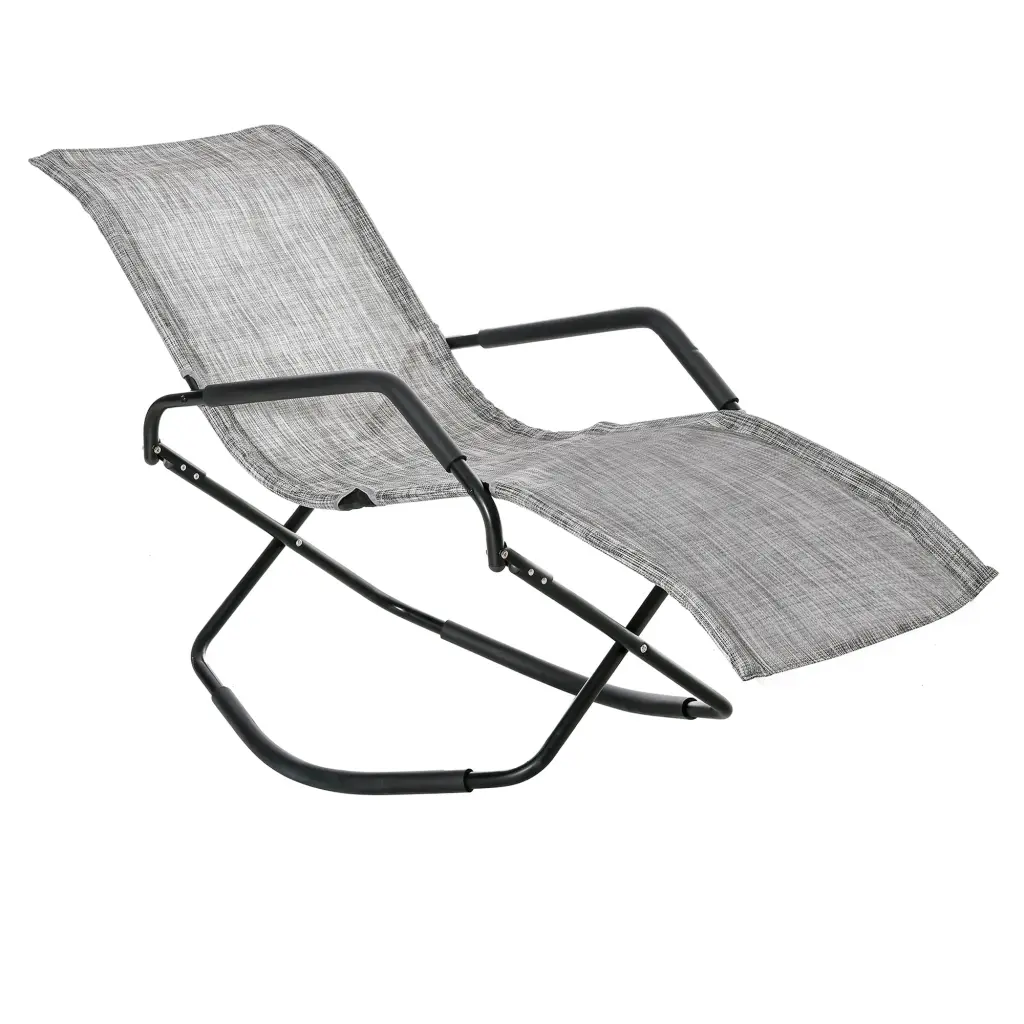Rocker Sun Lounger Chaise Lounge Sunbathing and Relaxing aosom business