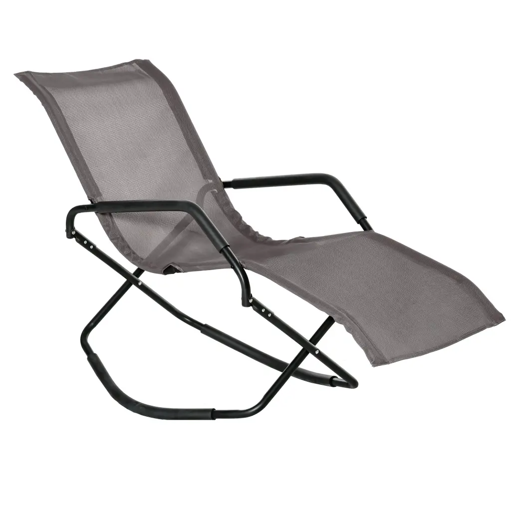 Rocking Sun Lounger Chaise Lounge Sunbathing and Relaxing aosom business