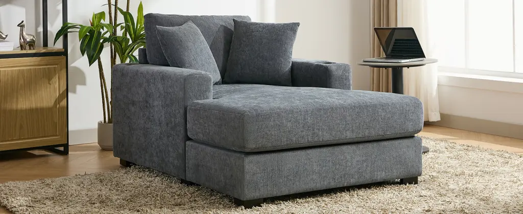 43.5 Inch Oversized Chaise Lounger Modern Style Sofa Couch Pillows bed best