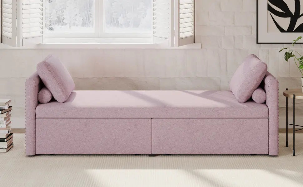 Modern Upholstered Chaise Lounger Daybed Small Single Daybed 2 Drawers bed best