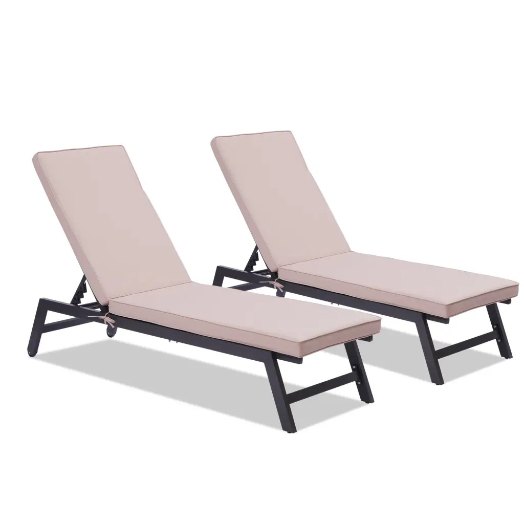 Outdoor Chaise Lounge Chair Set Cushions Five Position Adjustable Patio Furniture bei you