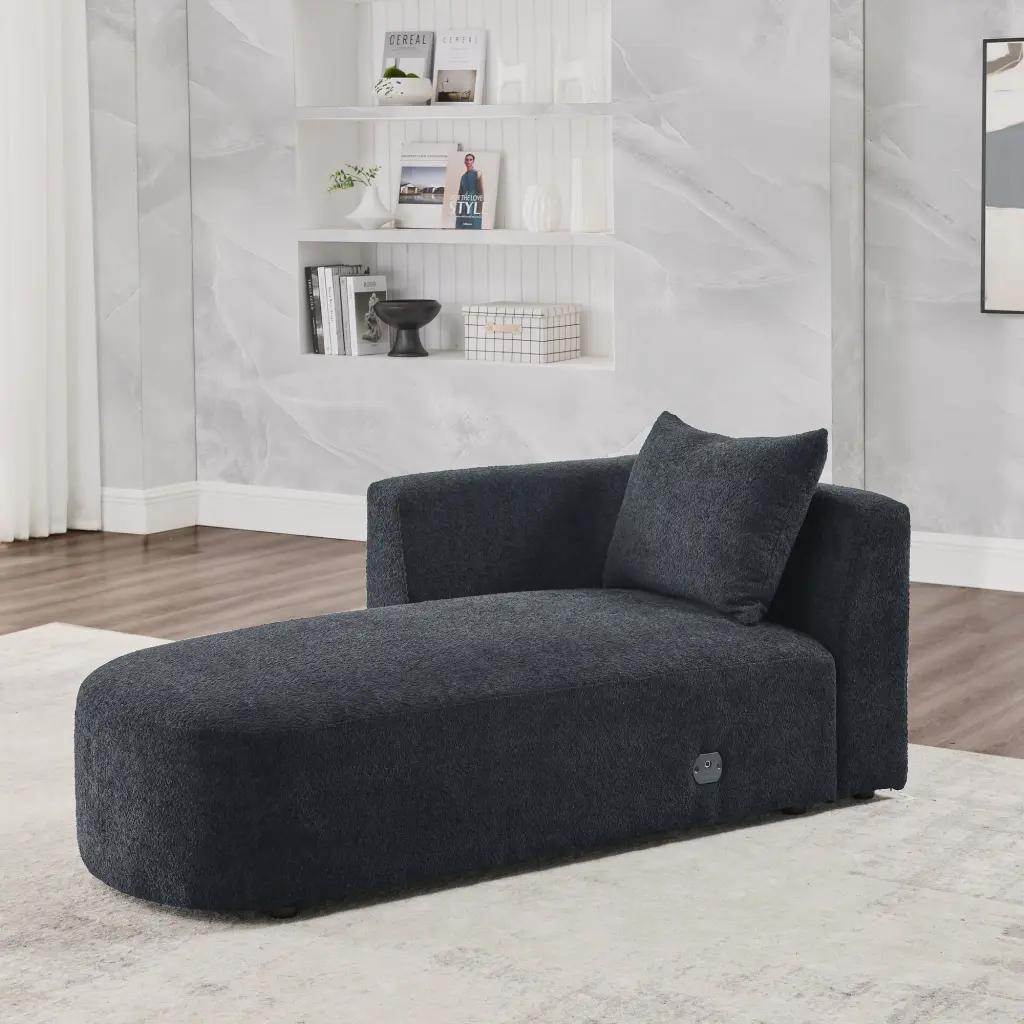 Left Chaise Modular Sofa Black Foam Comfortable Seating chuangyuan smart home