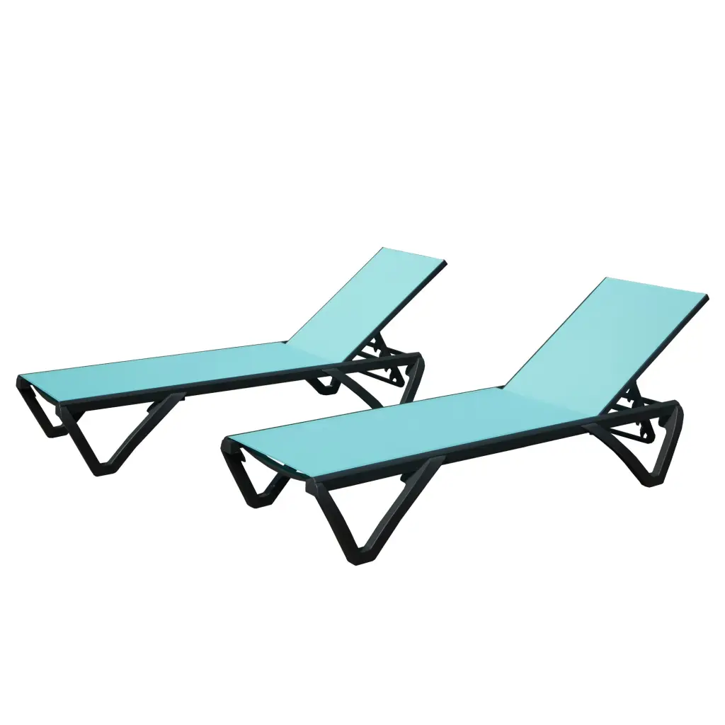 2 Piece Light Metal Polymer Patio Chaise Lounge Outdoor Lounge Chair crefise patio life