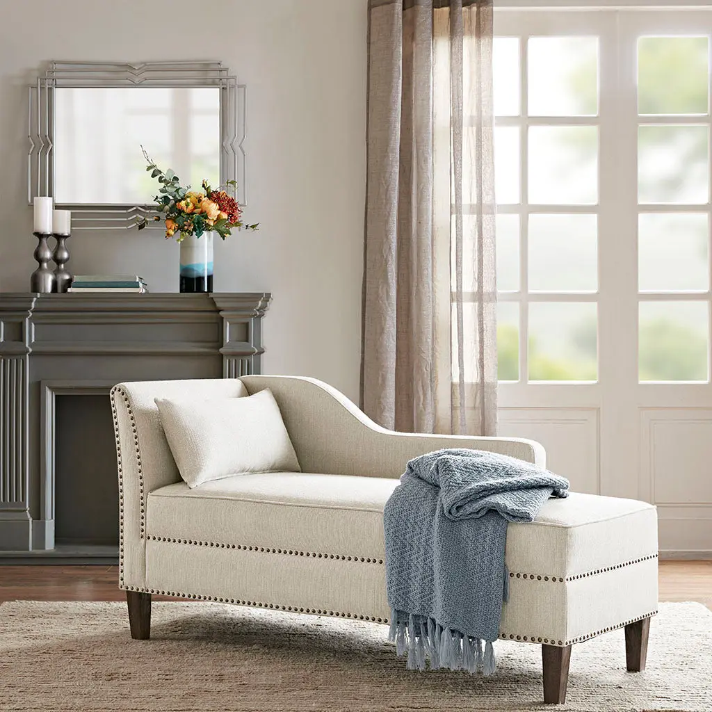 Trinity Accent Chaise Ivory Solid Timber Lounge Chair jla