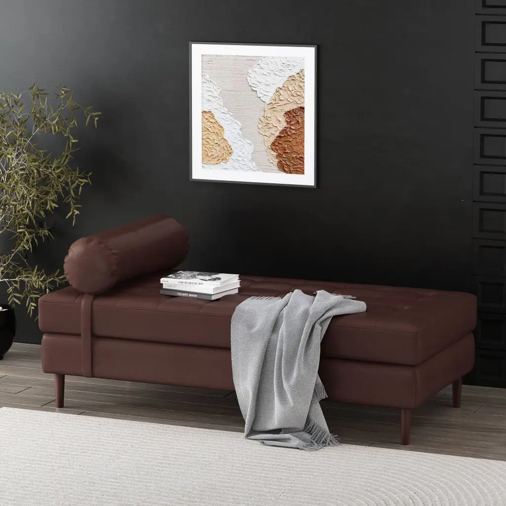 Chaise Lounge Dark Brown PU Leather Modern Living Room Recliner Chair nh-cloudhouse