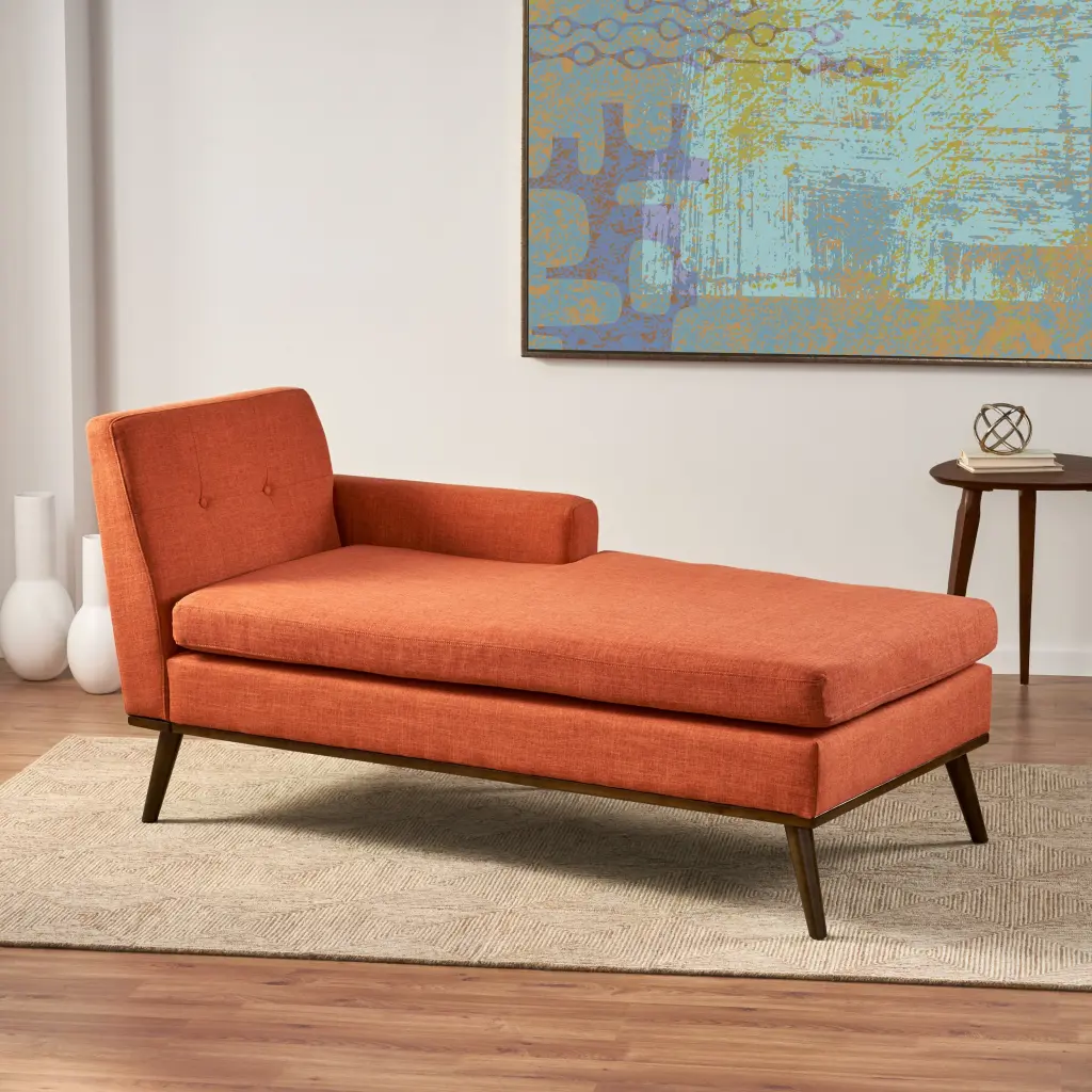 Chaise Lounge Orange Upholstered Modern Accent Chair nh-perfect home
