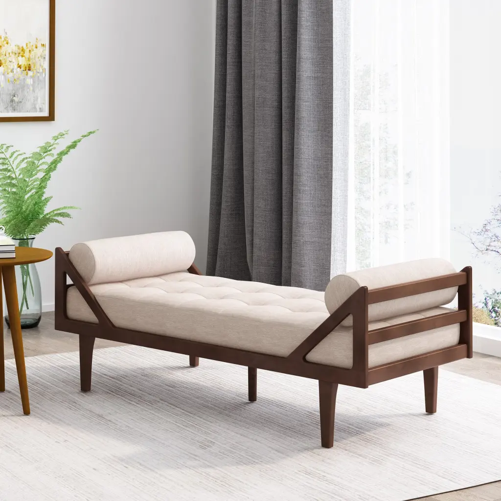 Beige Fabric Chaise Lounge Living Room or Bedroom nh-purenest