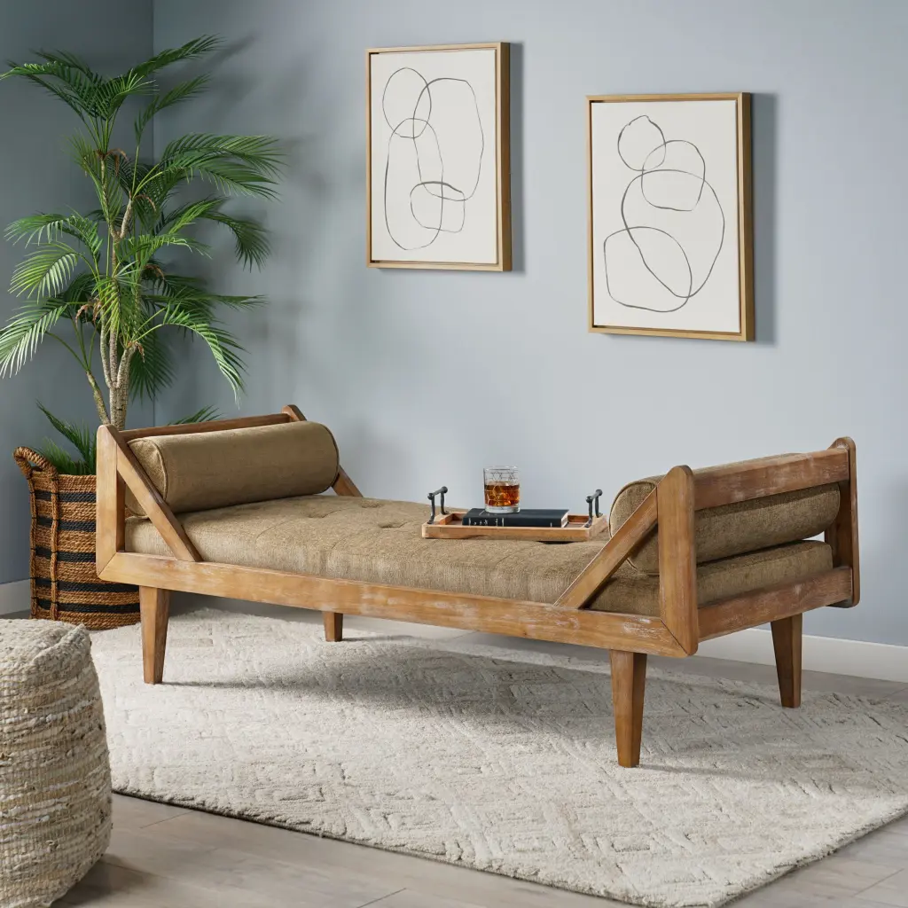 Chaise Lounge Beige Material Modern Living Room Recliner Sofa Chair nh-purenest