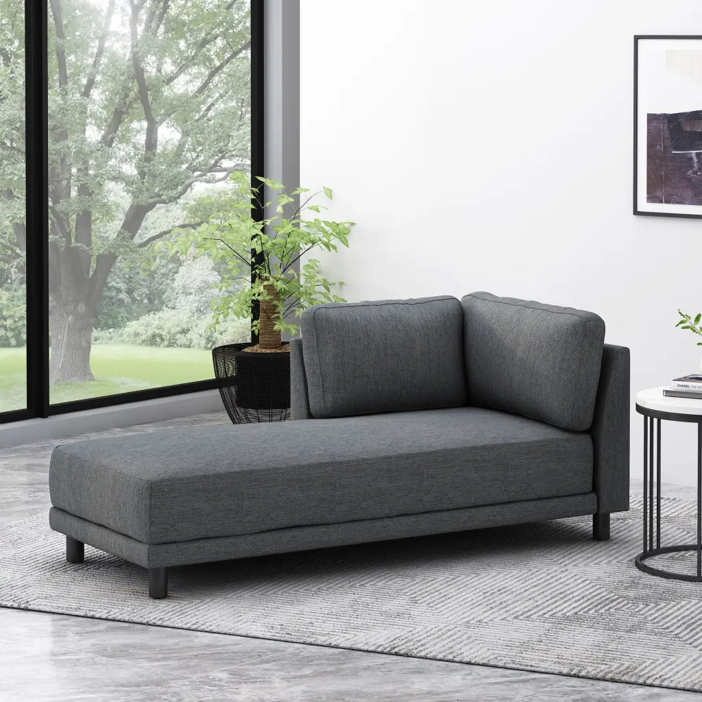 Charcoal Fabric Chaise Lounge Living Room or Bedroom nh-purenest