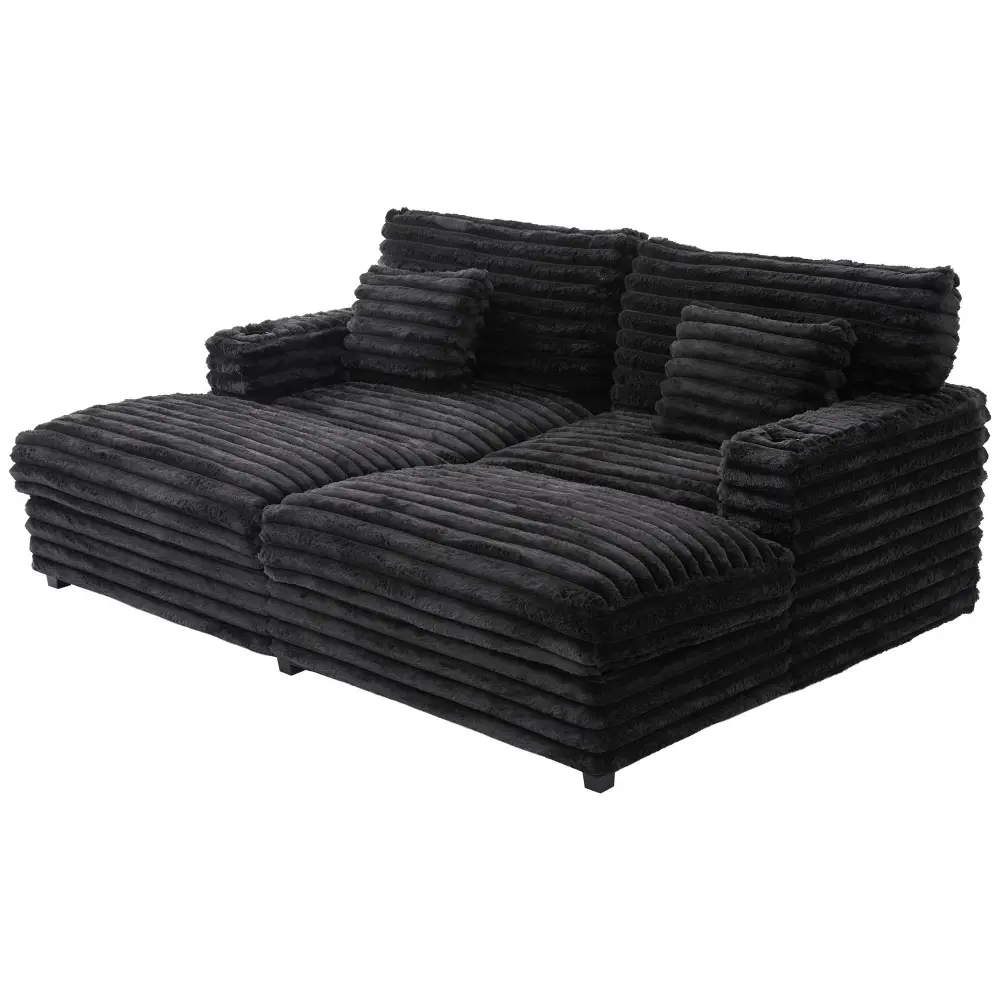 Oversized Double Chaise Lounge Sofa Bed USB Ports And Cup Holders